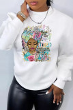 Plus size women's printed long sleeve round neck casual loose sweater