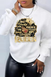Plus size women's printed long sleeve round neck casual loose sweater