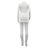 New thickened ribbed cardigan knitted long-sleeved two-piece suit
