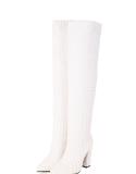 Pointed toe sexy sheath towel over the knee boots female large size warm long boots stretch naked boots