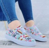 Plus size pattern lacing student single shoes female winter new colorful text flat bottom casual female shoes