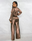 Sexy V-neck high elasticity hot gold and silver women's jumpsuit