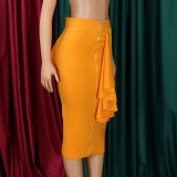 Fashion hip sexy slim zipper large size half-body skirt