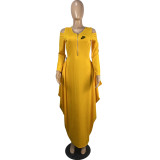 Strapless zipper solid color crinkle lantern dress