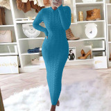 Fashion twist long sleeve woolen dress
