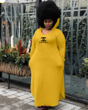 Plus size women's hooded bilateral pocket split dress