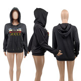 Fashion casual thickened stamping hooded sweatshirt + bag