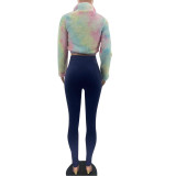 Autumn and winter collision color tie-dye gradient color wool two-piece set
