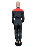 Slim fit windbreaker splicing casual European and American two-piece suit