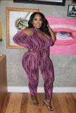 Plus size women's casual sexy one-shoulder sleeve hot gold jumpsuit