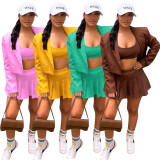 Solid color undershirt blazer fashion temperament high waist shorts three pieces of women's clothing (without bag)