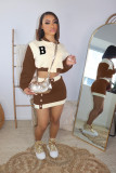 Long-sleeved baseball jersey jacket sports casual short skirt two-piece fashion suit