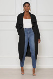 Casual solid color long knitted cardigan jacket