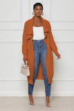 Casual solid color long knitted cardigan jacket