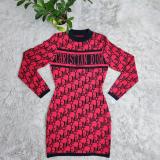 Autumn and winter new temperament commuter ladies dress hip knitted sweater