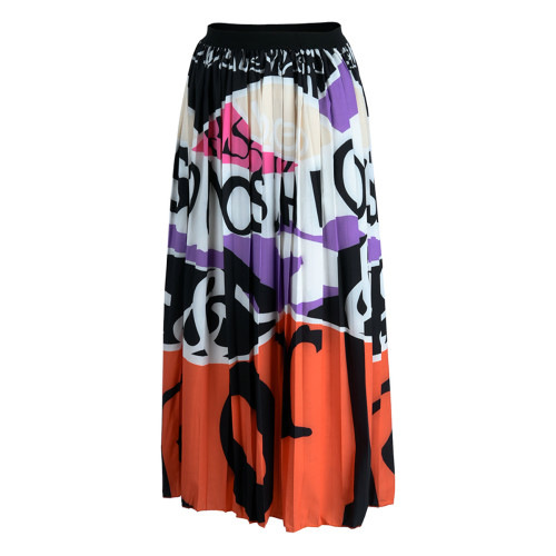 Printed and pleated half-body skirt