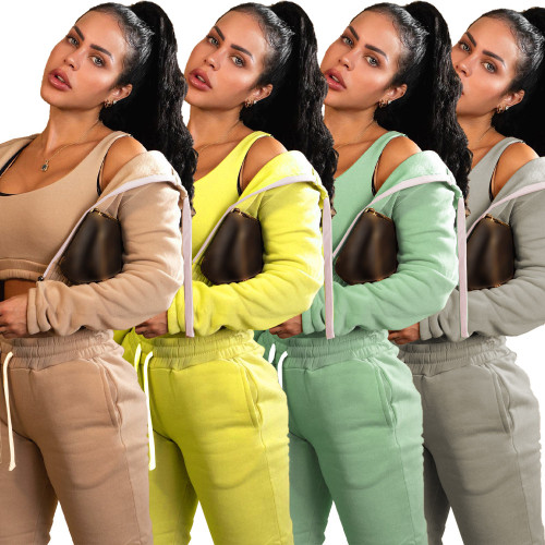 Padded fabric casual sports three pieces set