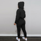 Fashion casual padded sweatshirt two-piece hoodie sports suit