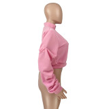 Casual pile-up sleeve zipper cardigan top jacket