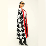 Thousand bird check color weave gold carved sweater coat loose coat