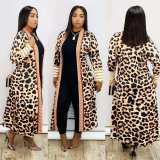 Plus size women's print thickened lips leopard print nichrome coat coat