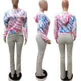 Fashion tie-dye sweater solid color pants two-piece set