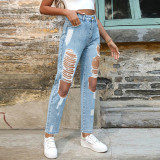 Trendy big ripped jeans
