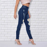 Hole small foot tide stretch tight skinny jeans