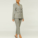 Temperament slim fit checkered professional suit suit