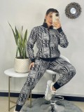 Fashion print casual two-piece suit
