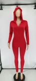Hooded embroidered loungewear deep V sexy jumpsuit