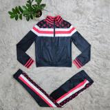 Simple casual sports commuter print two-piece set