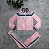 Simple casual sports commuter print two-piece set