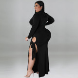 Plus size women's zipper bundle with leg-baring dresses