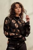 Fashion sexy hollow women's top Ins loose open neck knit sweater