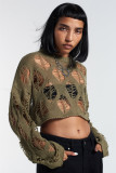 Fashion sexy hollow women's top Ins loose open neck knit sweater