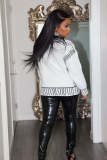 Sweater black and white silhouette painting graffiti loose slouchy cardigan jacket knitted tops