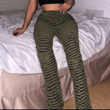 High-waisted hip-lifting casual pants woolen stripes sexy slim pants