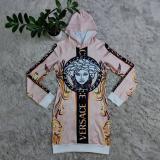 Fashion casual print colorful hooded dress