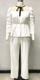 Plus size women's clothing temperament stitching mesh tops pure white suit including small ties