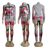 Women's casual print sports two-piece suit