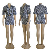 Fashion slim loose short-sleeved + shorts two-piece set