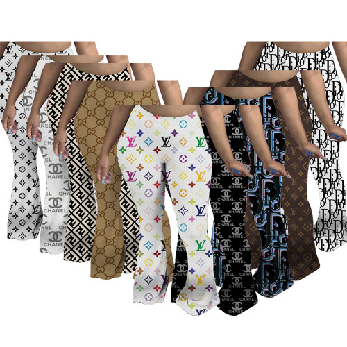 Fashion Print Flared Pants