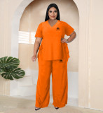 Fashion plus size V-neck two-piece with two sides tied