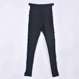 Sexy stretchy hole niche personality casual lace-up pants