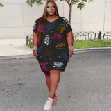 Plus size women's casual printed dresses