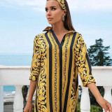 Summer new fashion casual temperament commuter women's dresses with headscarf
