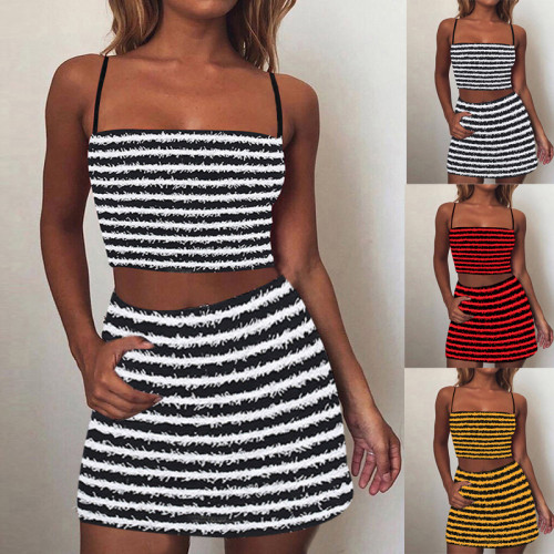 Muscle striped camisole set dress