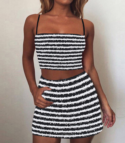 Muscle striped camisole set dress