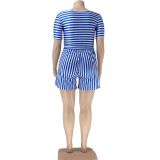 Plus size women's colorful casual striped two-piece